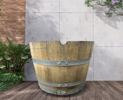 Tonneau à vin en bois - Jardinière ronde - diamètre 70 cm